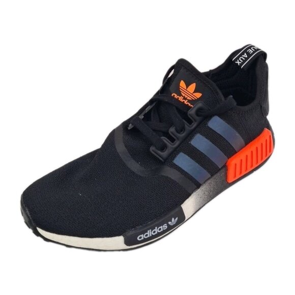 Adidas NMD R1 Black Solar Orange Iridescent Men Athletic Sneakers SZ 8 - Picture 2 of 9